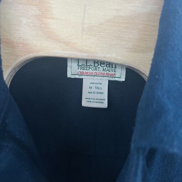 L.L. Bean Chamois Shirt Medium Tall Blue Classic Flannel Button Double Pocket - Picture 3 of 6
